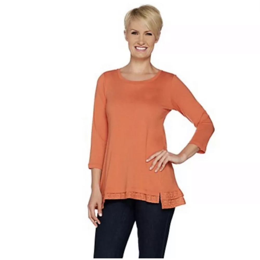 LOGO By Lori Goldstein Cotton Blend Knit Top